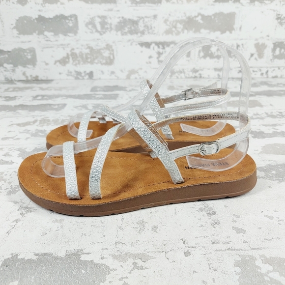 NEW Steve Madden Tan Silver Buckle Strappy Summer Sandals F764 - Picture 6 of 12